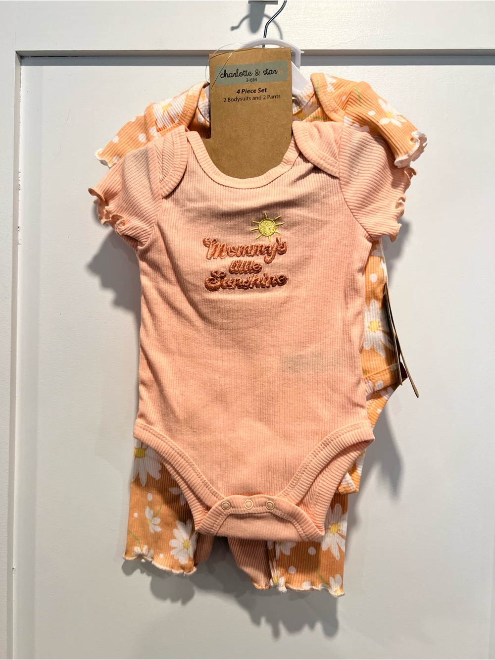 Peach 'Mommy's Little Sunshine' Baby 4-Piece Set